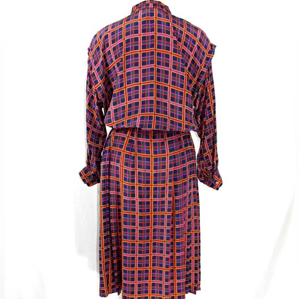 100% Silk Jack‎ Mulqueen Vintage Size 10 1970-1980 style dress jewel tones - Picture 5 of 6